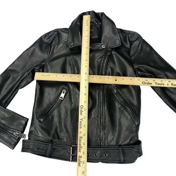 Elodie Nordstrom Womens Size XS Moto Jacket Black Faux Leather - Picture 10 of 16